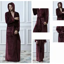 Темно-красный халат мужские халаты pigiama домашняя пижама халат Camicia da notte фланелевый зимний халат Мужская Толстая Пижама с капюшоном