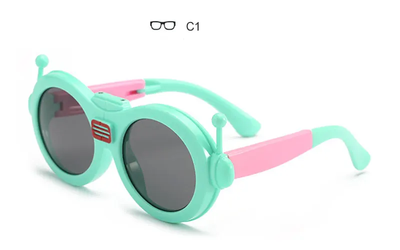 1 Cartoon Sunglasses Kids Polarized Children Collapsible Eyeglasses TR90 environmental Flexible Safety Frame Shades For Boy Girl - Цвет линз: 1