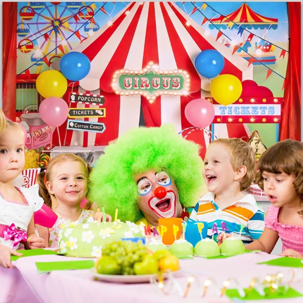 Photo Backdrop Yeele Birthday Party Circus Theme Clown Play Show Red Curtain Baby Child Background Photography Backdrops For Photo Studio
