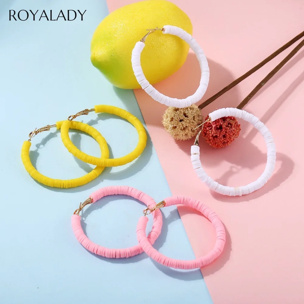 

Candy Color Big Circles Hoop Earrings For Women Yellow Pink Geometric Round Statement Earrings Female Brincos Party Jewelry Hot