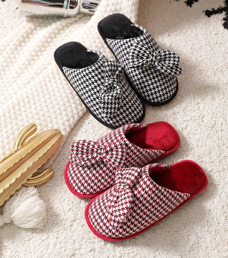 Winter Men Slippers Butterfly-knot Warm Indoor Flips Flops New Fashion Platform Male Slides Non-slip Flat Home Comfortable
