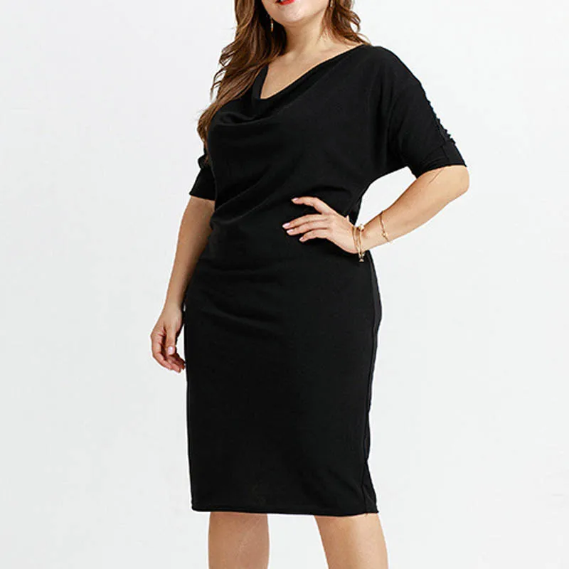 Летнее платье женское 6XL 7XL 8XL плюс размер обхват груди 138 см платье женское - Цвет: Черный
