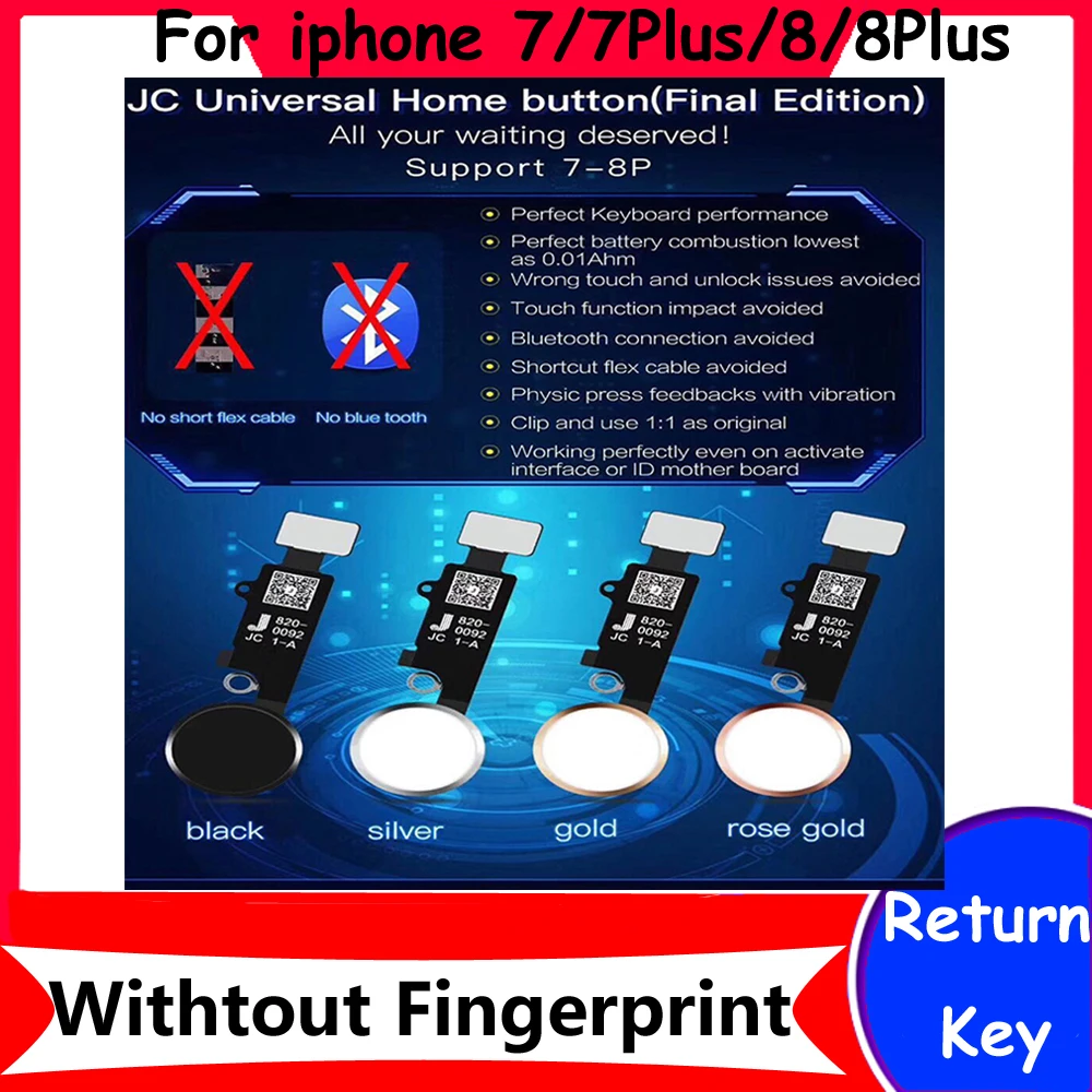 

Repair dead home button Universal home button For iphone 7 7Plus 8 8Plus return back key Flex Cable,NO Touch ID main menu button