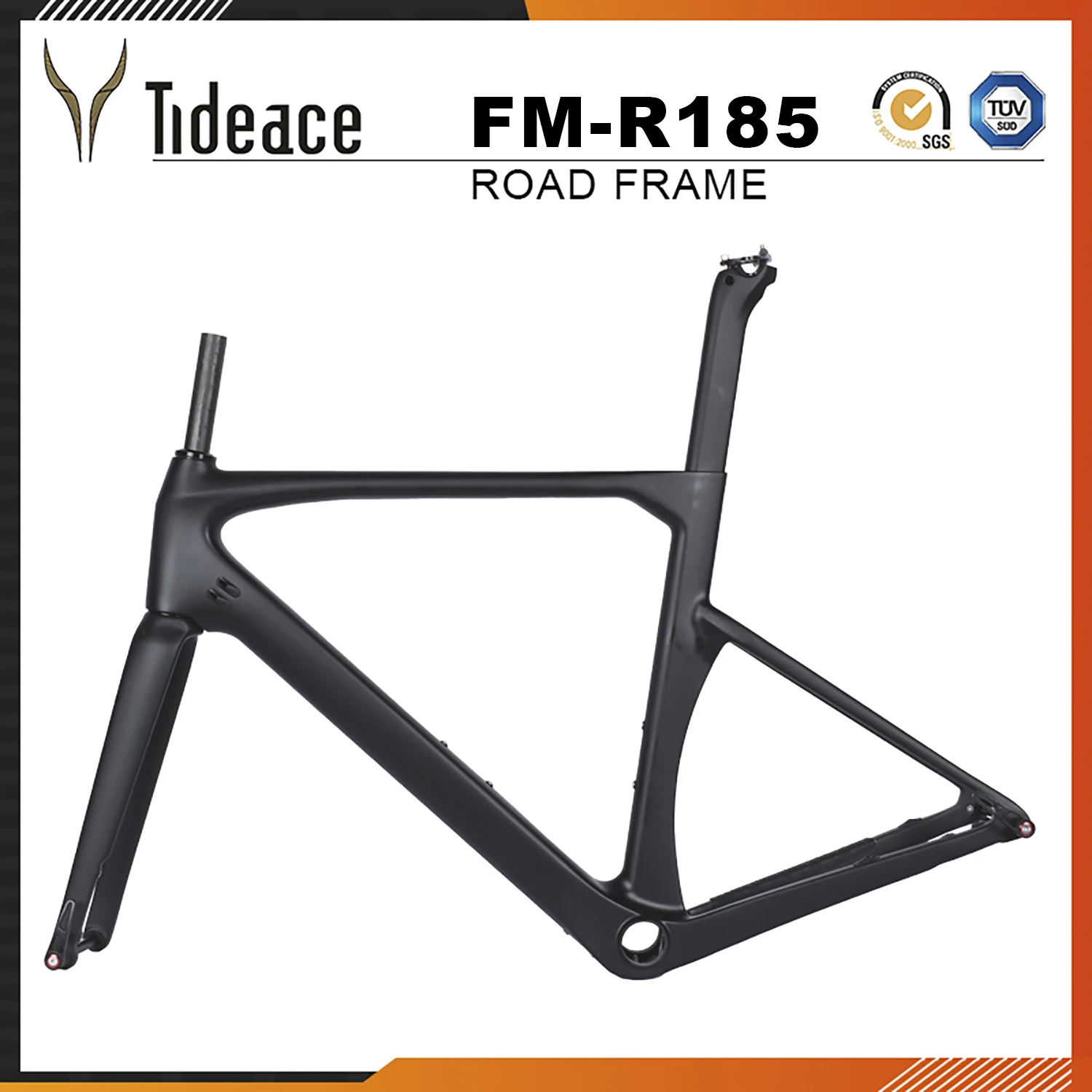 

T1000 Full Carbon Fiber Bicycle Thru Axle Road Racing Bike Frameset Disc Brake Frame Max 28C Tires 50 53 56 59cm