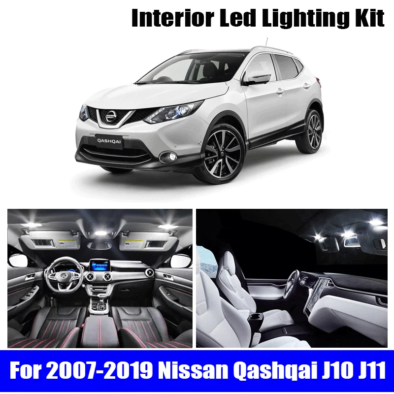 Для 2007-2019 Nissan Qashqai J10 J11 Canbus светодиодный номерной знак лампы + светильник для ног