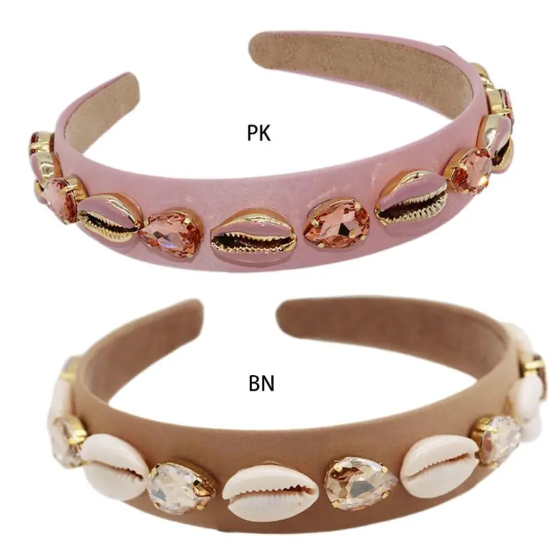 Барокко Свадебная винтажная широкая головная повязка Seashell Капля воды Искусственный кристалл ювелирные изделия обруч для волос для женщин минималистский свадебный стиль тиара