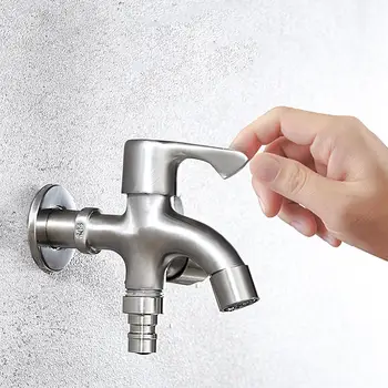 

Double Function Washing Machine Water Tap 304 Stainless Steel Bathroom & Kitchen Bibcocks G1/2 Connect Bidet Faucet Accessories