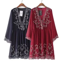 Европейский и американский лидер продаж, AliExpress г. Весеннее Новое Стильное шифоновое платье с вышивкой в национальном стиле с длинными рукавами