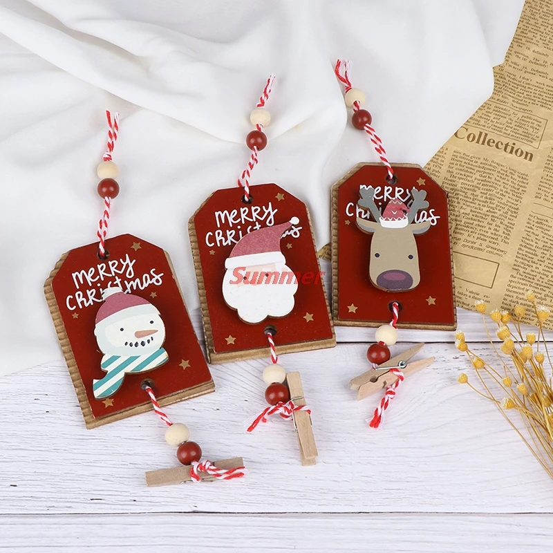 1Pc Wooden Santa Claus Hanging Ornaments Xmas Tree Decor Merry Christmas Supplies