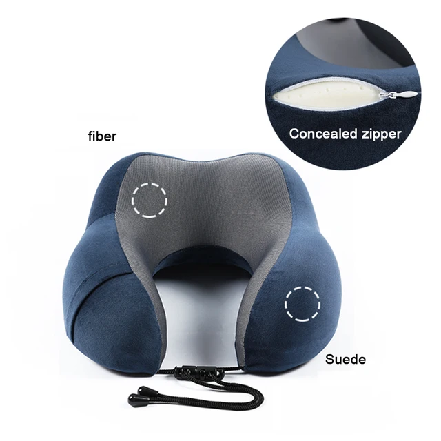 Memory Foam U-Shape Travel Pillow for Airplane Inflatable Neck Pillow Travel Accessories 3 Colors for Train Plane Office Travel 3