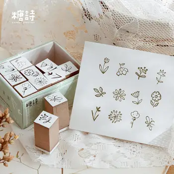 

12pc/set salt style cute wooden rubber stamps for DIY scrapbooking decoration Journal crafts Kawaii