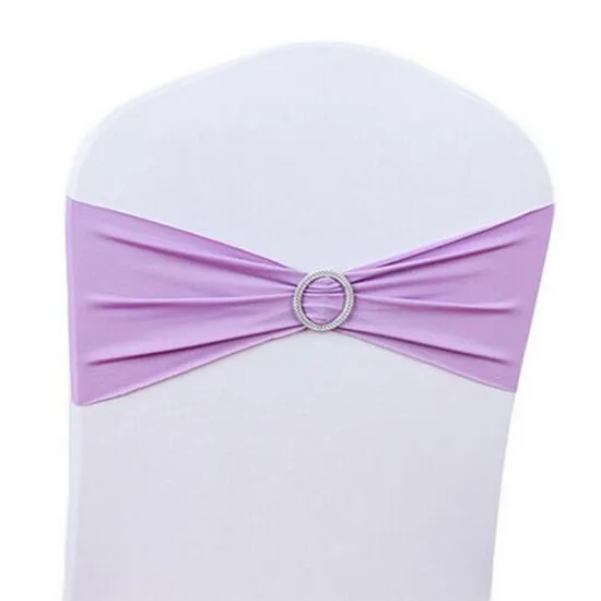 Эластичный комплект стула для свадебной вечеринки с галстуком-бабочкой с кольцом с бурильной вставкой эластичный Чехол для стула с задней пряжкой декор для гостиничного стула - Цвет: Violet1