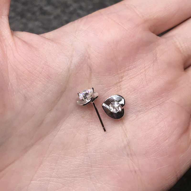 BOEYCJR, серебро 925, 0.5ct, F цвет, Муассанит, VVS, сердце, хорошее ювелирное изделие, бриллиантовые серьги-гвоздики с национальным сертификатом для женщин, подарок