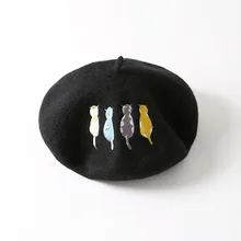 Осенняя женская шапка-берет, модная шляпа в британском стиле, шерстяная вышитая британская шляпка, винтажная цветная шапка