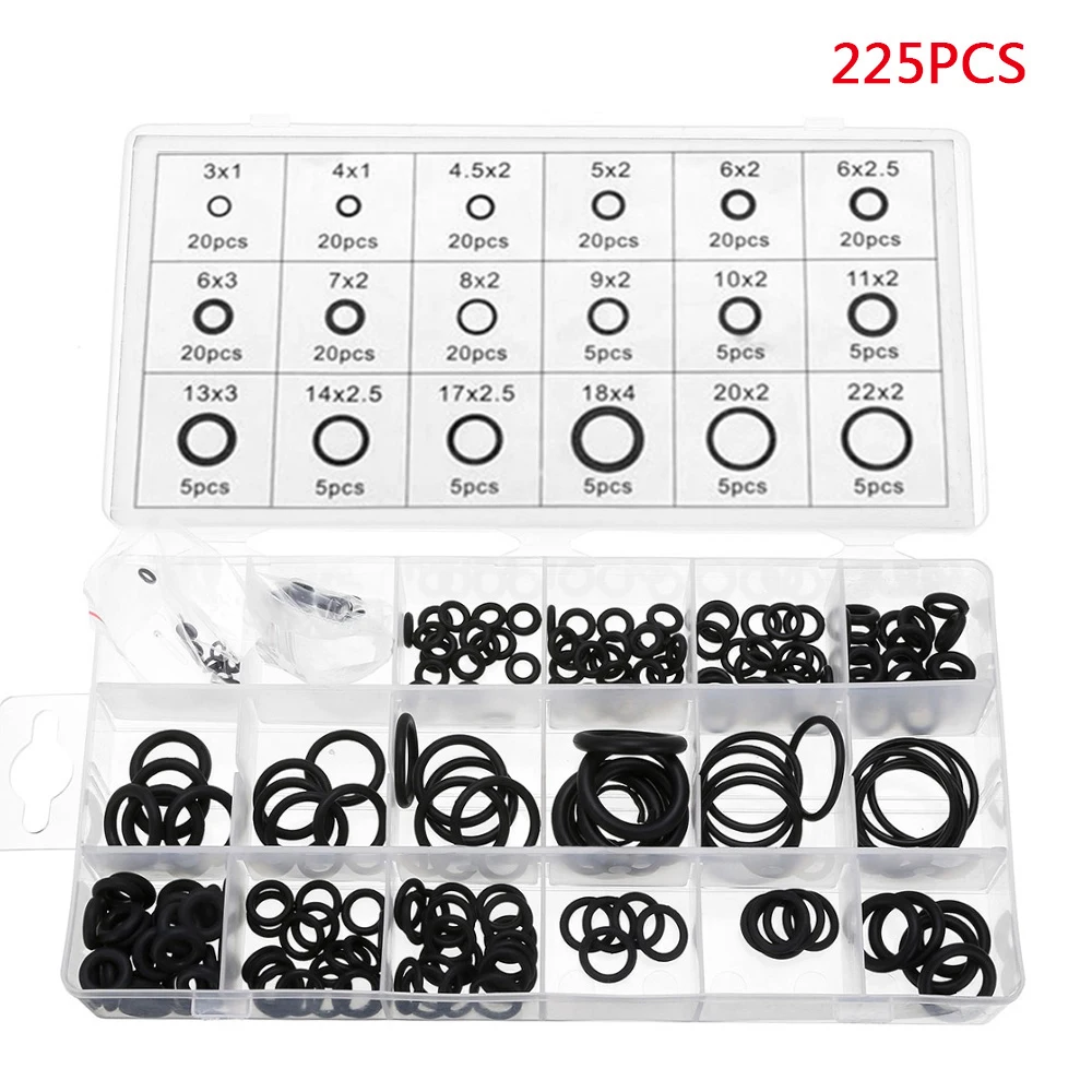 

225x Rubber O Ring Assortment Hydraulic Plumbing Gasket Paintball Seal Kits Seal Repair Box Seal O-ring Combination Matching