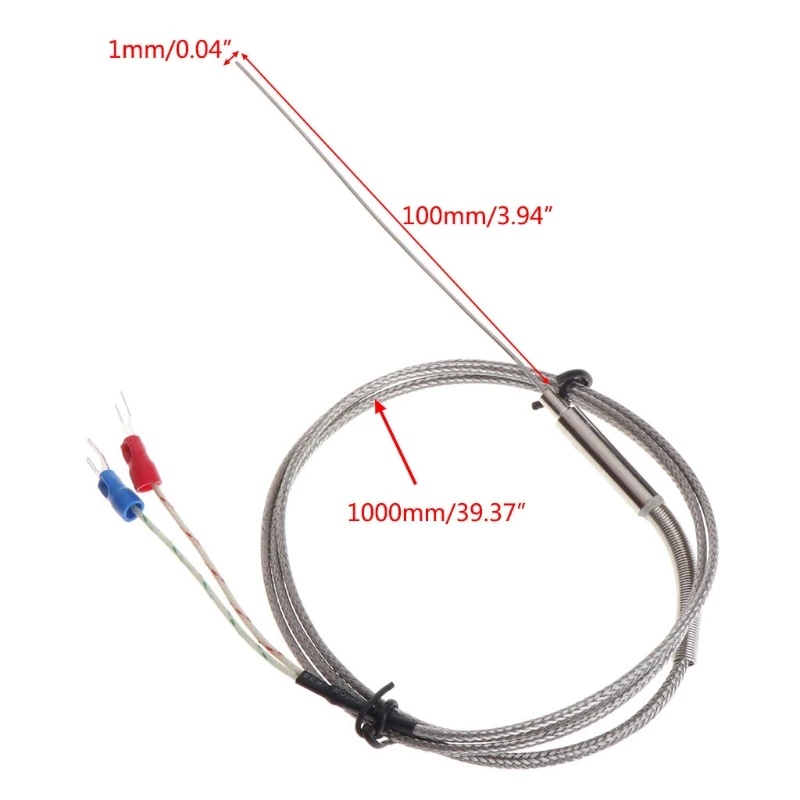 

OOTDTY K-Type Thermocouple Probe 1mm X 100mm 2-wires Temperature Sensors 2-Terminals 1m Dropshipping 63HF
