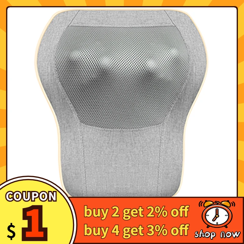 Massage Cushion Neck Back Shoulder Body Relief Pain Electric Heating Warm Compress Kneading Shiatsu Massager Gift