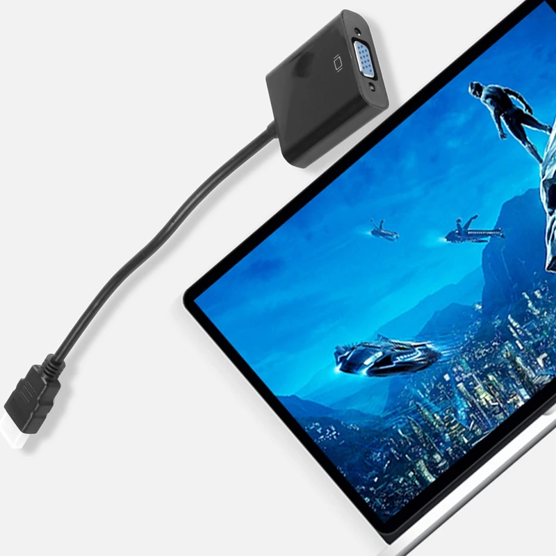 [Обновленная версия] HDMI 1080P к VGA Кабель-адаптер конвертер для ПК ноутбук без питания, Raspberry Pi-черный