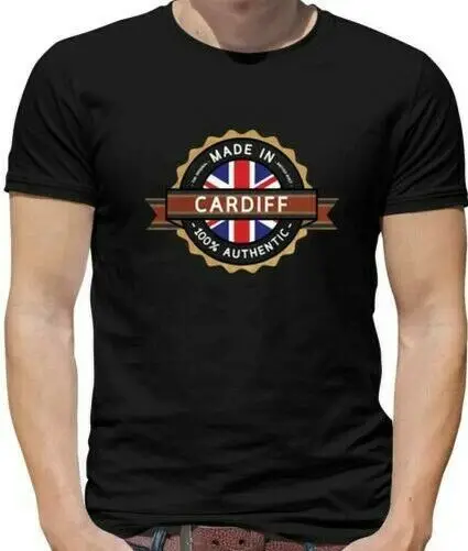 Made in cardiff tshirt men-capital-ci&ltwbr/&gtty-born - of wales-natale |