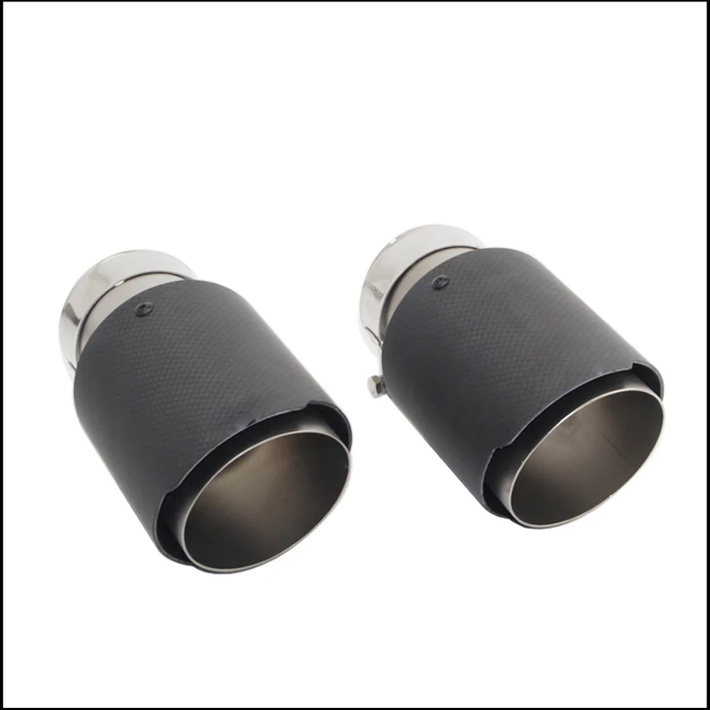  Plain Weave Matte Carbon Car Exhaust System Muffler Plain Tip Tail Pipes Universal Sandblasting Sta