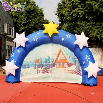 

5*3m high Air Blown Star Arched Entrance with Stage Curtain Inflatable Stage Decor for Kids Performance