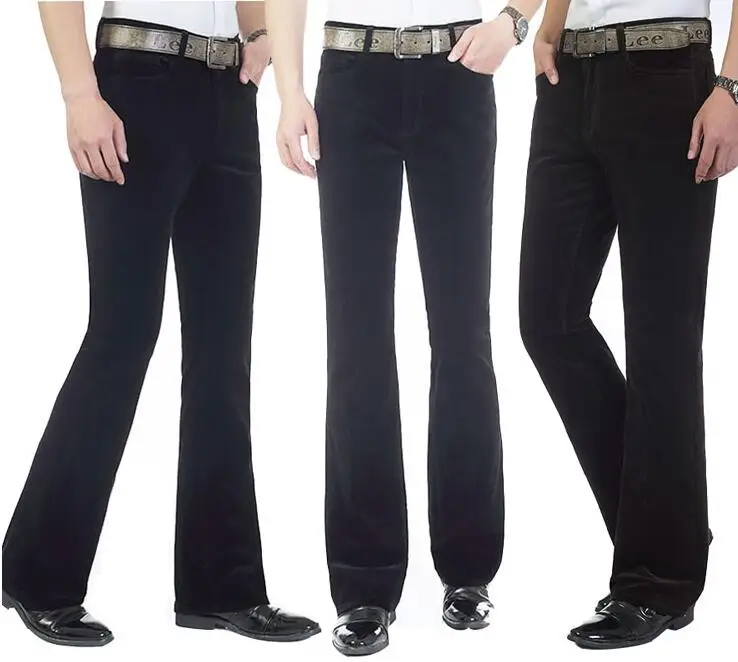 Men Flared Vintage Skinny Pants Corduroy Flares Trousers Bell-Bottom Size 26-40 retro disco pants