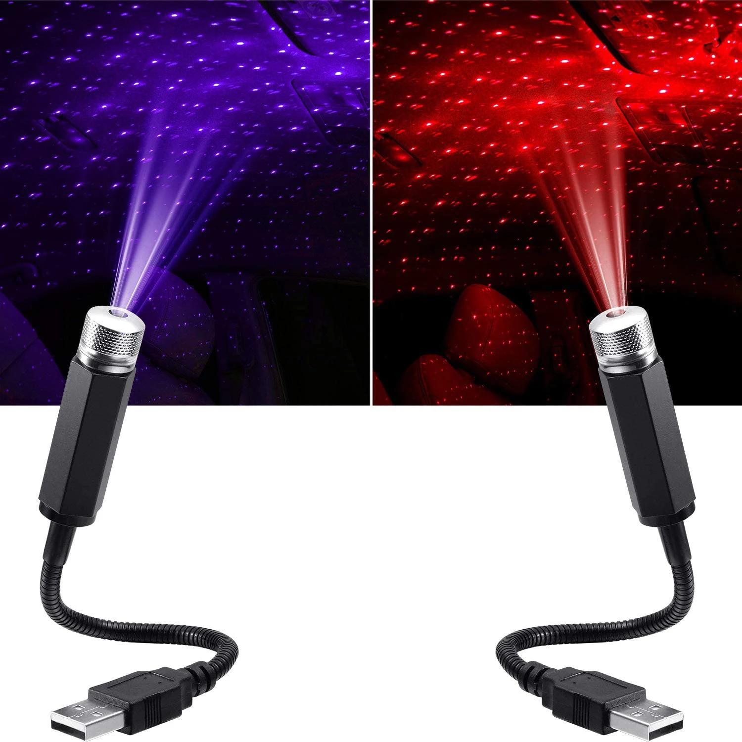 Luz LED para techo de coche, proyector de estrellas, romántico, láser USB, para escenario, fiesta en casa, luz estrellada decorativa para dormitorio, DJ