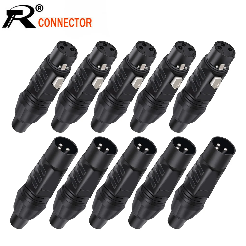 20pcs Zinc Alloy 3 Pin XLR Connectors Male& Female Microphone Cable Adapters Connectors for