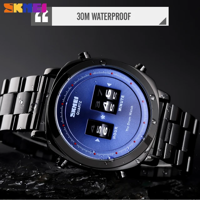 ساعة رجالية من SKMEI رقمية ، ساعة يد بحزام فولاذي ، مقاومة للماء ، 1531 4
