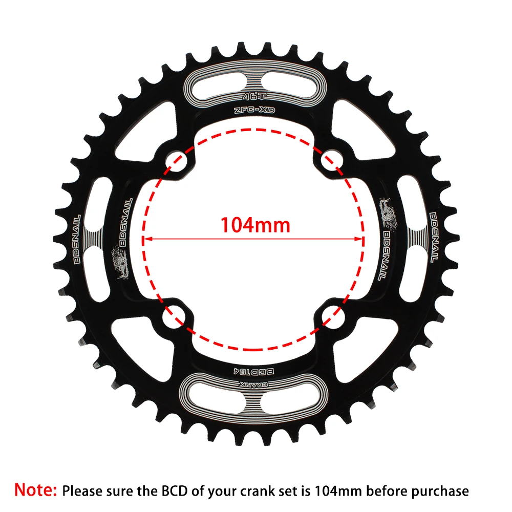 BDSNAIL узкий широкий 104BCD цепь MTB велосипед Горный кольцо цепи велосипеда 44T 46T 48T 50T 52T цепи колеса Болты односкоростные