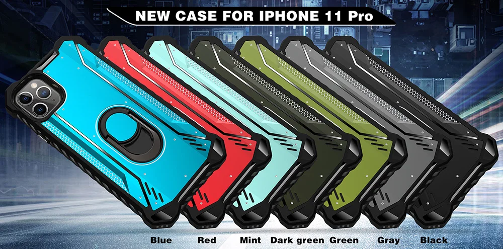 Чехол для iphone 11 Pro XS Max XR 6 6S 7 8 shockproo TPU Металл машинное кольцо магнитное всасывание Стенд чехол для iphone 4 в 1 чехол