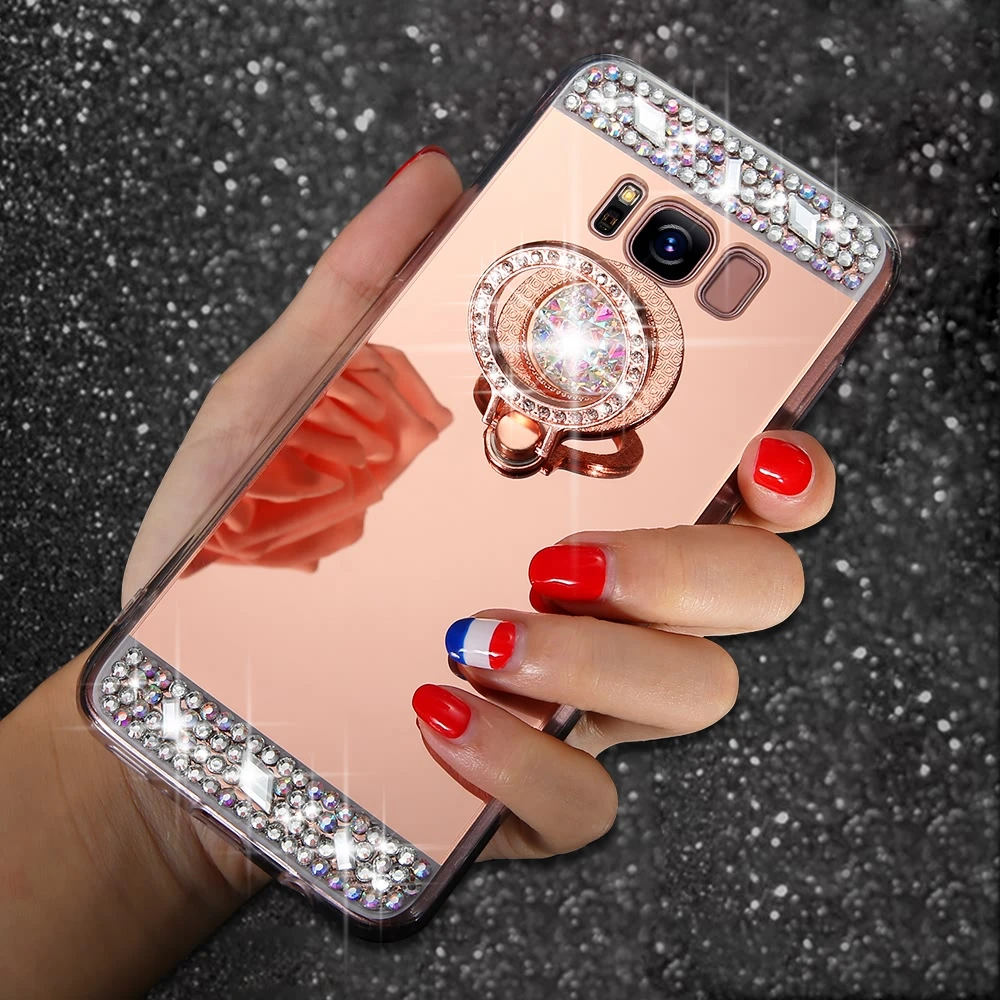 LLZ.COQUE роскошный 3D Блестящий зеркальный чехол с подставкой для Samsung S10 S10e S6 S7 S9 S8 Note 8