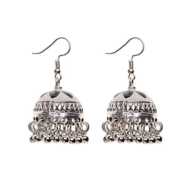 HXE066-1 OIQUEI, индийские ювелирные серьги Jhumka, бохо, цыганское золото, серебро, металл, Большие колокольчики, длинные висячие серьги для женщин oorbellen - Окраска металла: HXE066-1