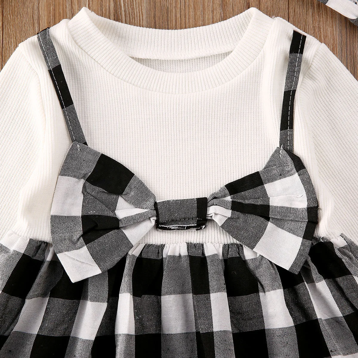 PUDCOCO Infant Christmas Party Outfit Girl Baby Xmas Party Tutu Dress+ Headband Clothes Baby Girls Long Sleeves Princess Dress