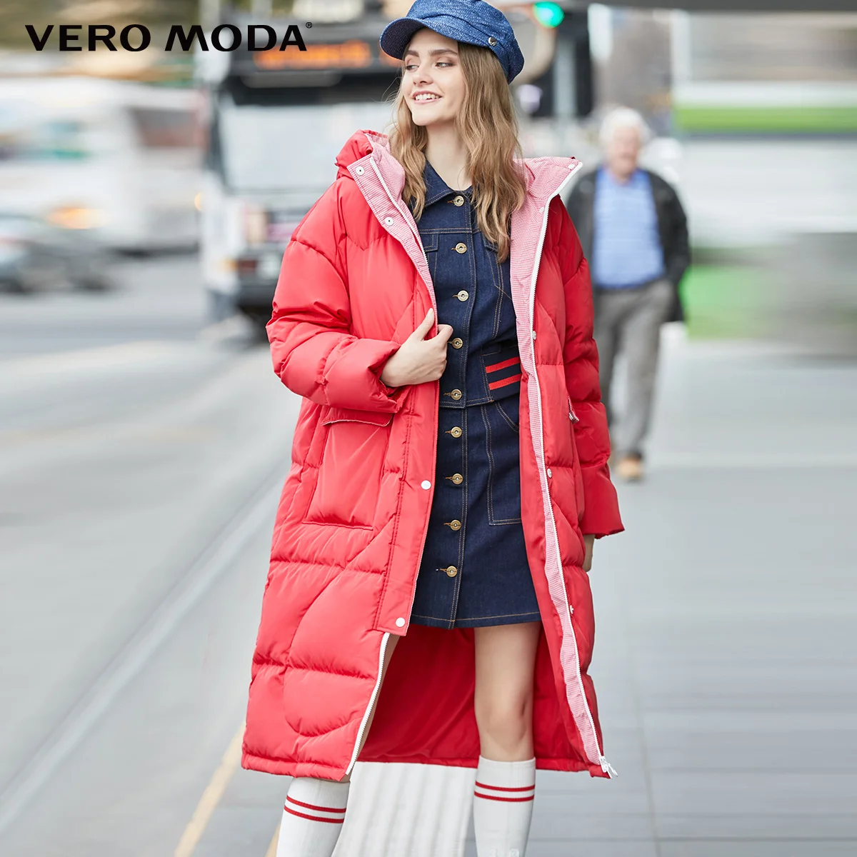 Vero Moda женский в форме сердца стеганый силуэт с капюшоном длинный пуховик | 319412512 - Цвет: Red tomato