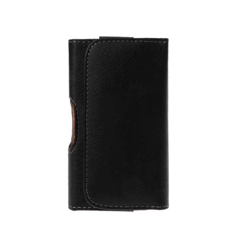 Universal Pria Hitam Leather Belt Sarung Klip Ponsel Kantong Horisontal Pinggang Casing untuk Iphone Samsung Huawei Xiaomi Ponsel Akses
