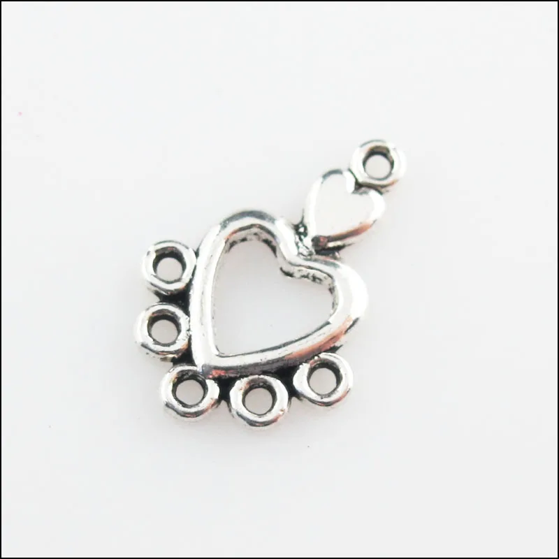 Fashion 40Pcs Tibetan Silver Color Tiny Heart Charms Connectors 13x19mm | Украшения и аксессуары