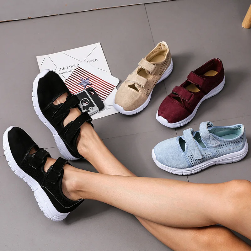 2020 zapatillas de deporte para mujer Primavera y novedad de verano Zapatos  Velcro Muffin de tacón bajo con pequeñas sandalias blancas|Zapatos  vulcanizados de mujer| - AliExpress