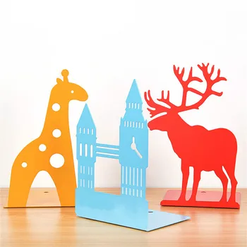 

2Pcs/Set Elephant Book Stand Cartoon Metal Bookend Cute elk Reading Book Holder Shelf Telephone Booth Bookends Support Organizer