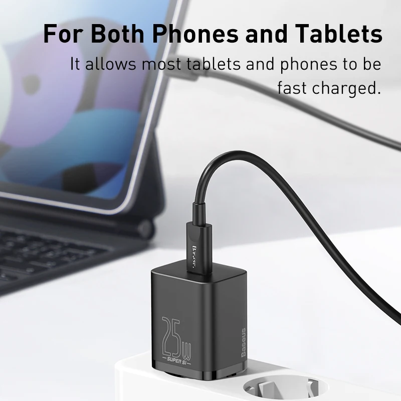 Chargeur Rapide Baseus USB-C 25W + Cable usb-c Noir