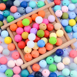 Cuentas redondas de silicona para dentición de bebé, accesorios de cadena para chupete, cuidado de los dientes, juguetes para masticar de grado alimenticio, 12MM, 10 piezas
