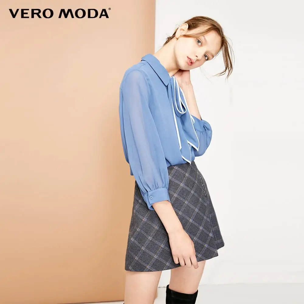 Vero Moda Женская клетчатая юбка-брюки с металлическими пуговицами и асимметричной отделкой | 319115535