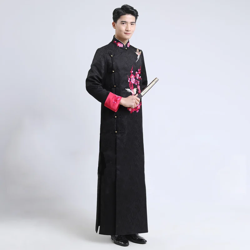 Традиционный мужской вышитый Qipao древний стиль Изысканный Мужской жених свадебное платье Классический свадебное платье Ципао для мужчин