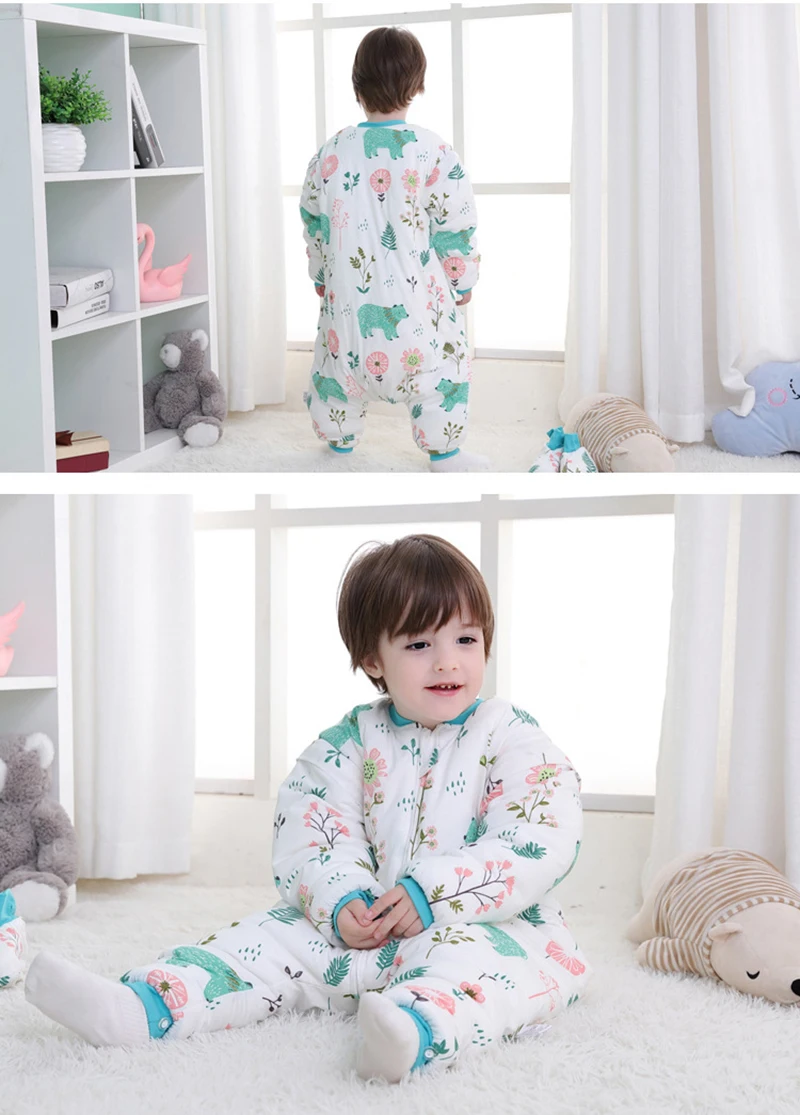 baby rompers Long sleeve sleep sack Onesies newborn baby Sleeping BagNewborn Infant winter Split leg warm
