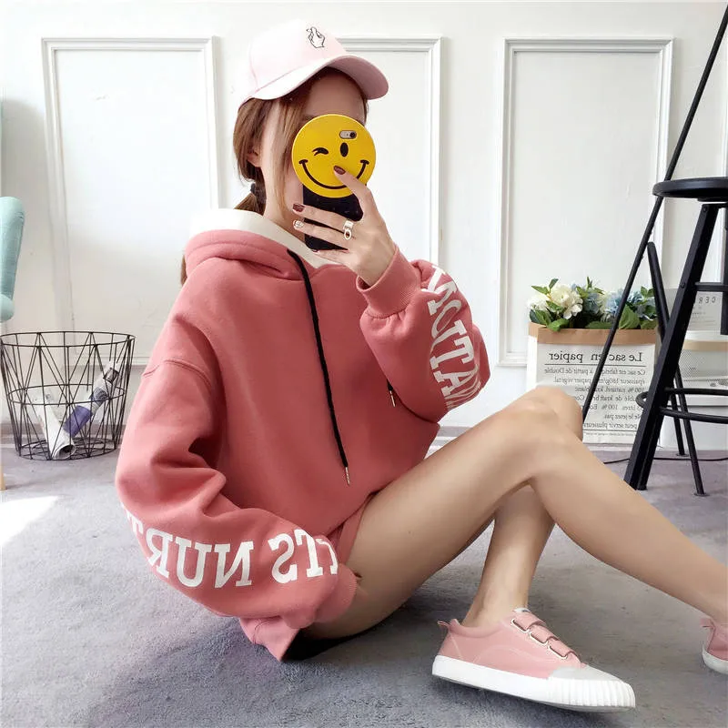 Зимние свободные панк толстовки для женщин с буквенным принтом Толстовка Harajuku Высокая уличная толстовка хип хоп Толстовка уличная