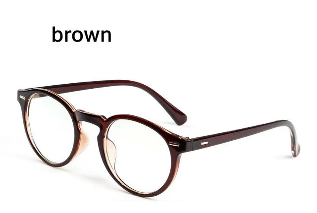 YOOSKE круглые оптические очки, оправа для женщин и мужчин, прозрачные очки, Ретро стиль, Женские оправы для очков - Цвет оправы: Borwn