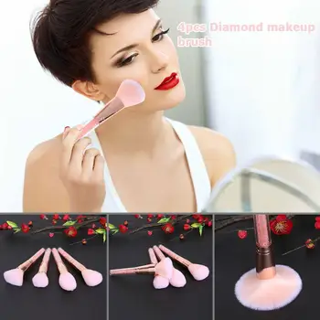 

4pcs/set Professional Crystal make up Blush brushes with pink color foundation and countour makeup brush set for Cosmetic Tools