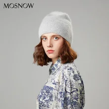 Вязаные шапки, зимние женские шапки, теплые шапки Skullies Beanies, высококачественные женские шапки из кроличьей шерсти, женская шапка