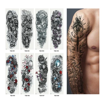 

Waterproof Soldier Black Temporary Tattoo Stickers For Men Women Full Body Art Arm Sleeve Tattoo 48*17CM Large Tattoo