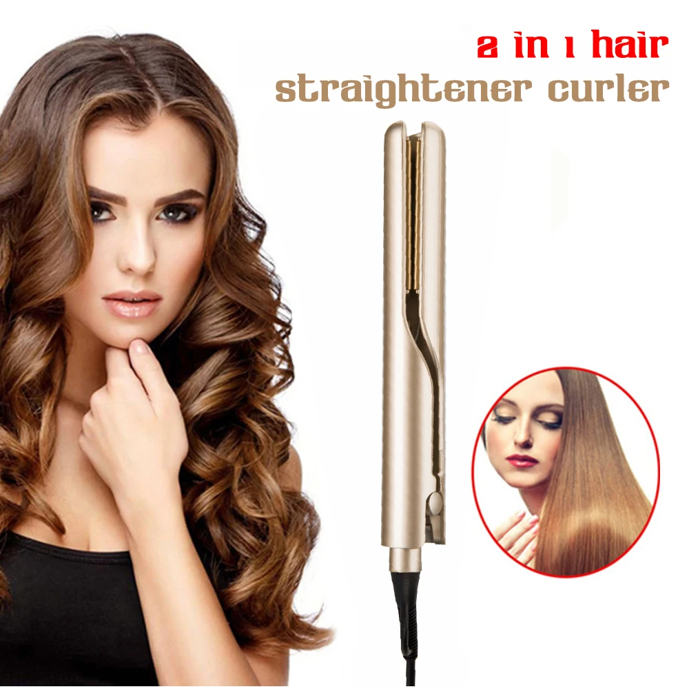 

Straightening Iron&Curling Iron Hair Curler 2 in 1 Hair Straightener Flat Irons Ceramic Styling Tools Professional Electric